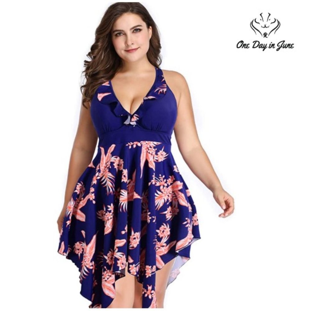 Plus Size Floral Print Tankini